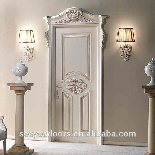 Hotel Restaurant Luxury Carving White Wood Door
