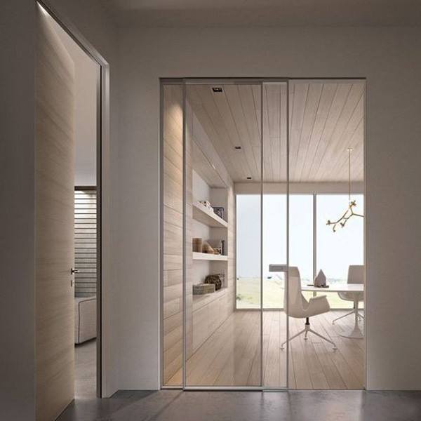 Modern Transparent Glass Sliding Living Room Barrier Door