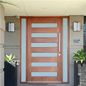 Tempered Glass Front Pivot Door Nepal Solid Wood Main Entrance Door