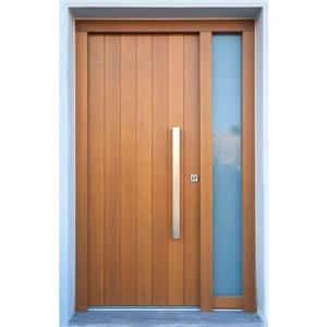 Cherry Wood House Entrance Front Door Nepal  With Laminated Glass