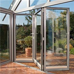 White Color Aluminum Frame Tempered Glass Patio Folding Doors