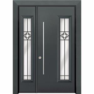 High-grade Double Metal Front Door Nepal  with Tempered Glass Side lights