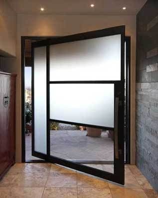 Insulated black frame laminated glass pivot entry door for home Manufacturers, Insulated black frame laminated glass pivot entry door for home Factory, Supply Insulated black frame laminated glass pivot entry door for home