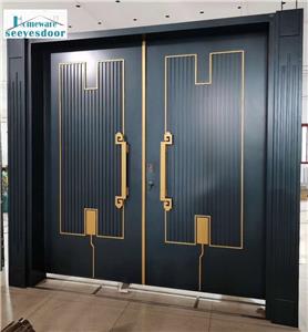 Modern Aluminum Glass Front Double Door With Steel Frame