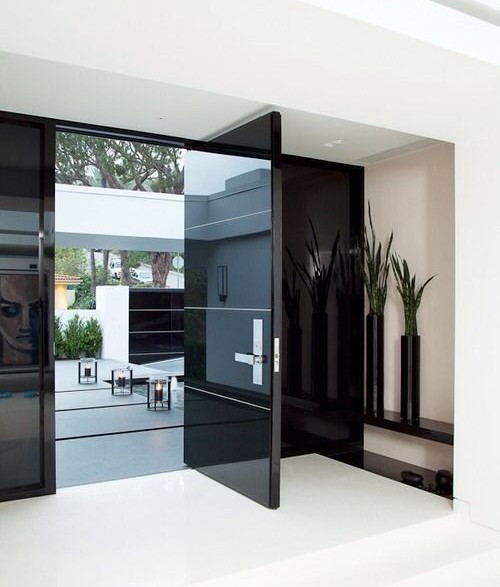 Vogue designs black insulated mirror glass front entry house door