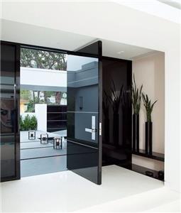 Vogue designs black insulated mirror glass front entry house door