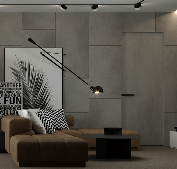Grey colour mdf hdf wooden invisible door in wall secret room